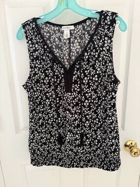 WHBM White House Black Market SLEEVELESS TOP Elastic band hem MED
